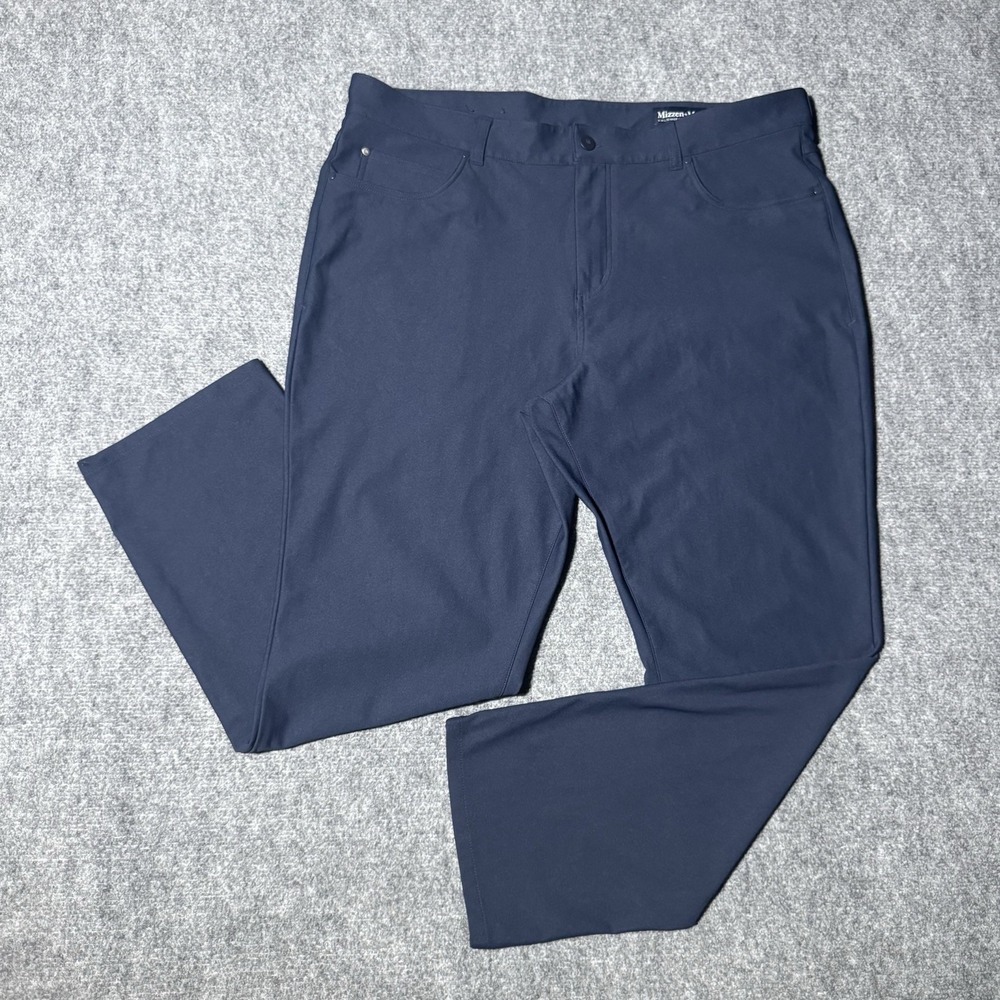 Mizzen Main Performance Chino Pants Men 38X29 Navy Blue Straight Leg Stretch
